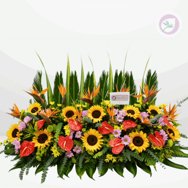 Arreglo floral jardinera de flores tropicales