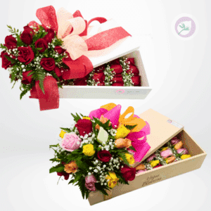 Sorprende a esa persona especial con una hermosa caja decorativa en rosas. Un detalle elegante y lleno de amor, elaborado con flores frescas por Floristería Hojas Blancas. Envíos GRATIS en Medellín, Área Metropolitana y Oriente Antioqueño.