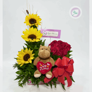 regalo de flores y peluche