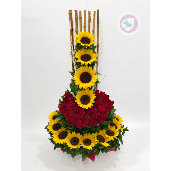 Arreglos de girasoles y rosas